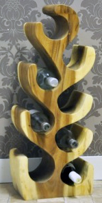 Handcarved Solid Wood Wine Rack Stand, hold 8 bottles.