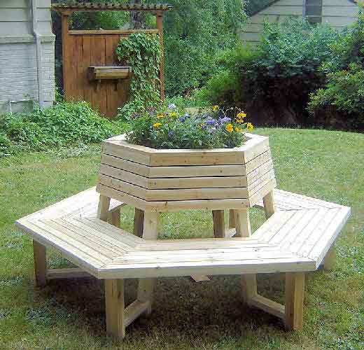 Cedar Wood Planter with Bench