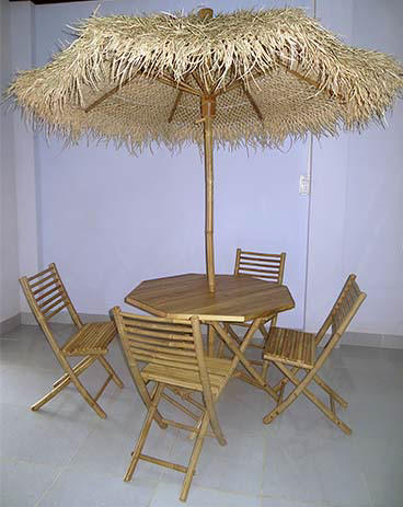BPS-8 Bamboo Palapa Table and Chair Set