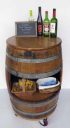 BCT-34P, Portable Wine Barrel Display Counter Table, 24' table top. Lacquer finished.